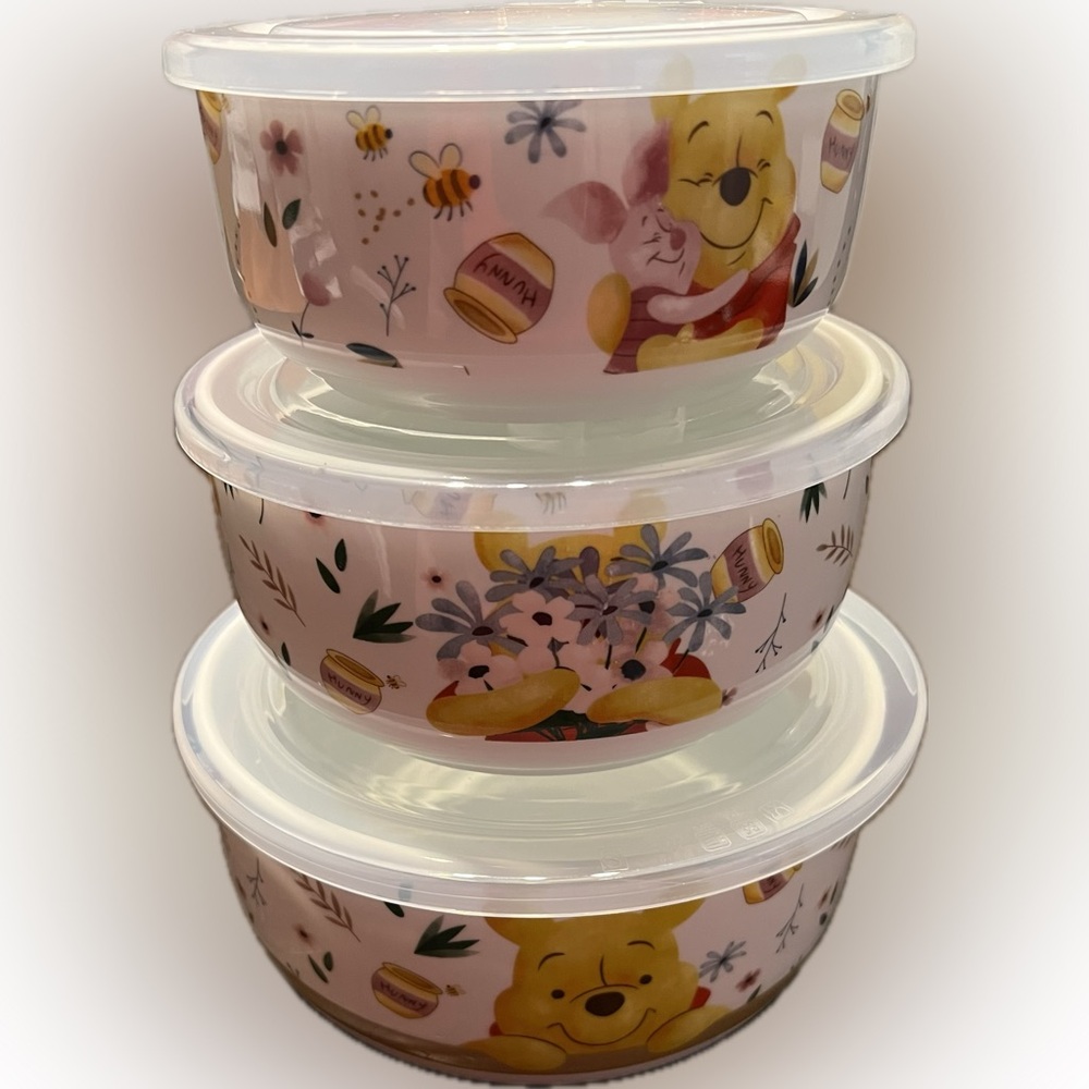 Disney Winnie the Pooh Honey Pot Flowers Bowls with Pressure Release Lids